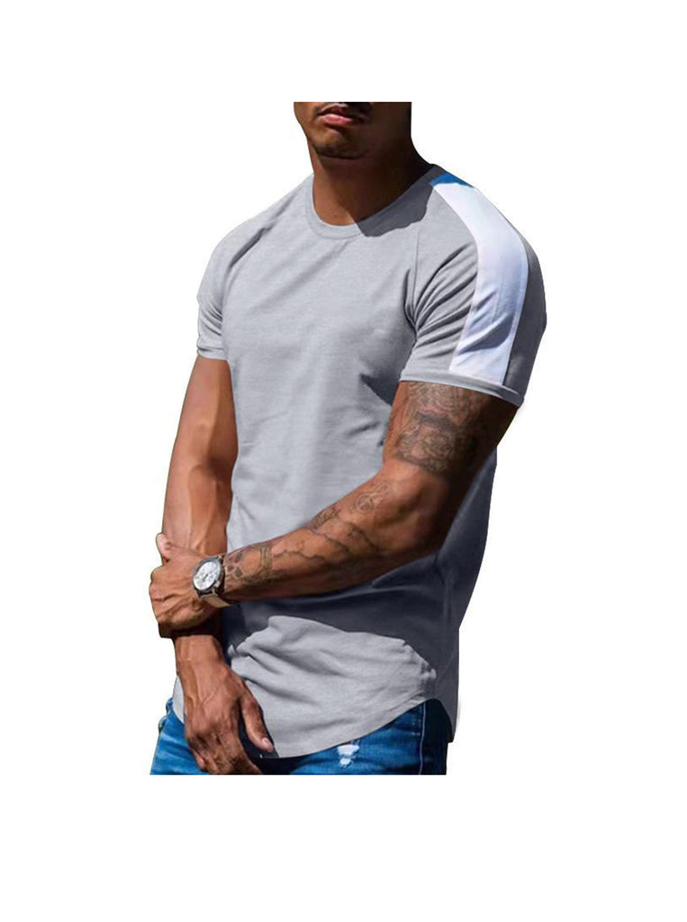 Russell Crew Neck Patchwork Short-sleeved T-shirt