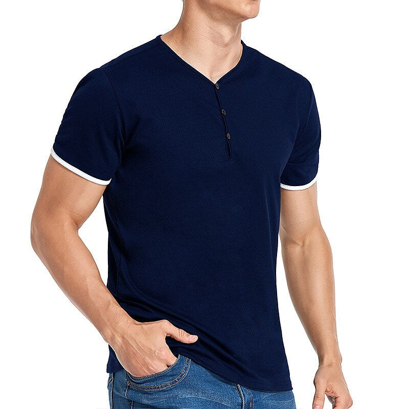 Men's Henley Shirt T shirt Solid Color