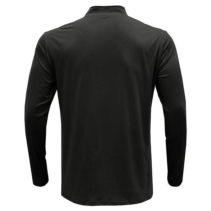 Men's Stand Collar Zip Solid Color Long Sleeve T-Shirt