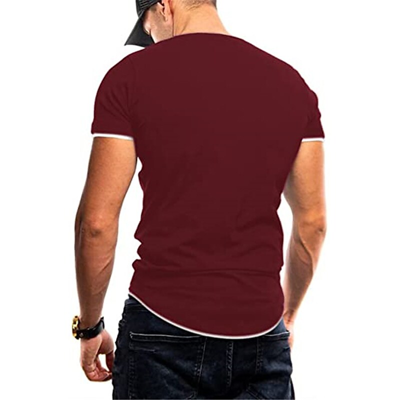 Men's Solid Color V Neck Street Casual T-shirt