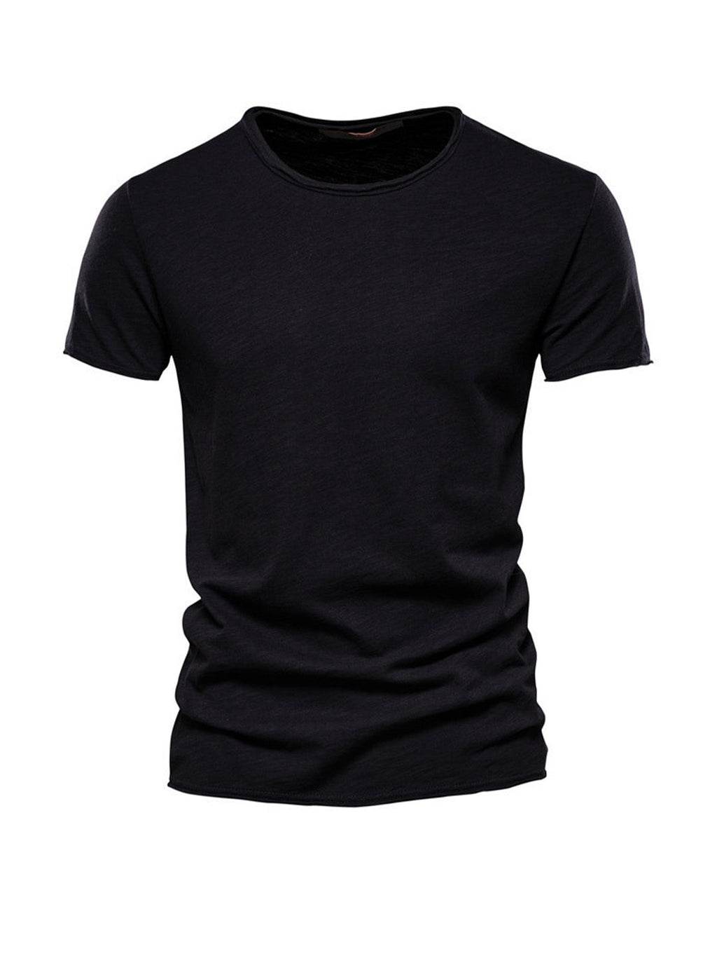 Men's Textured Solid Color Crew Neck T-shirt