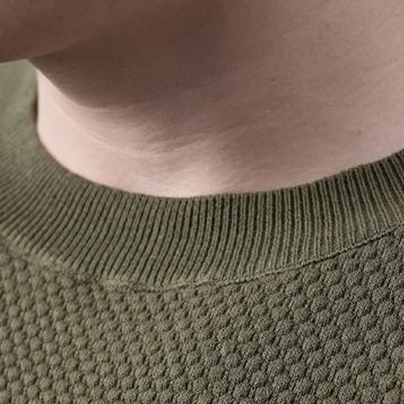 Men's Solid Textured Crew Neck Rib Knit Short Sleeve T-Shirt