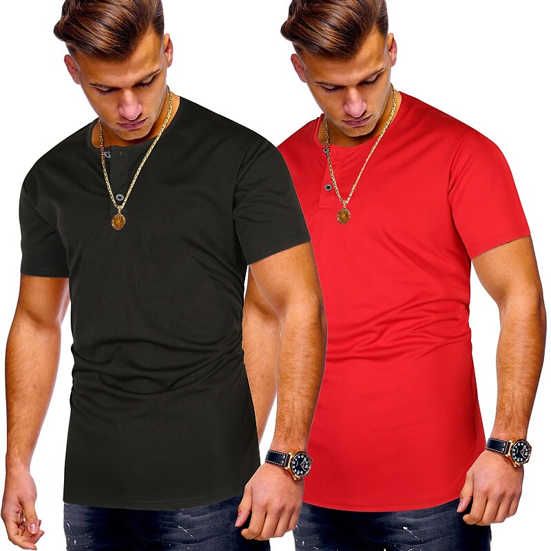 Men's Henley Shirt T shirt Solid Color
