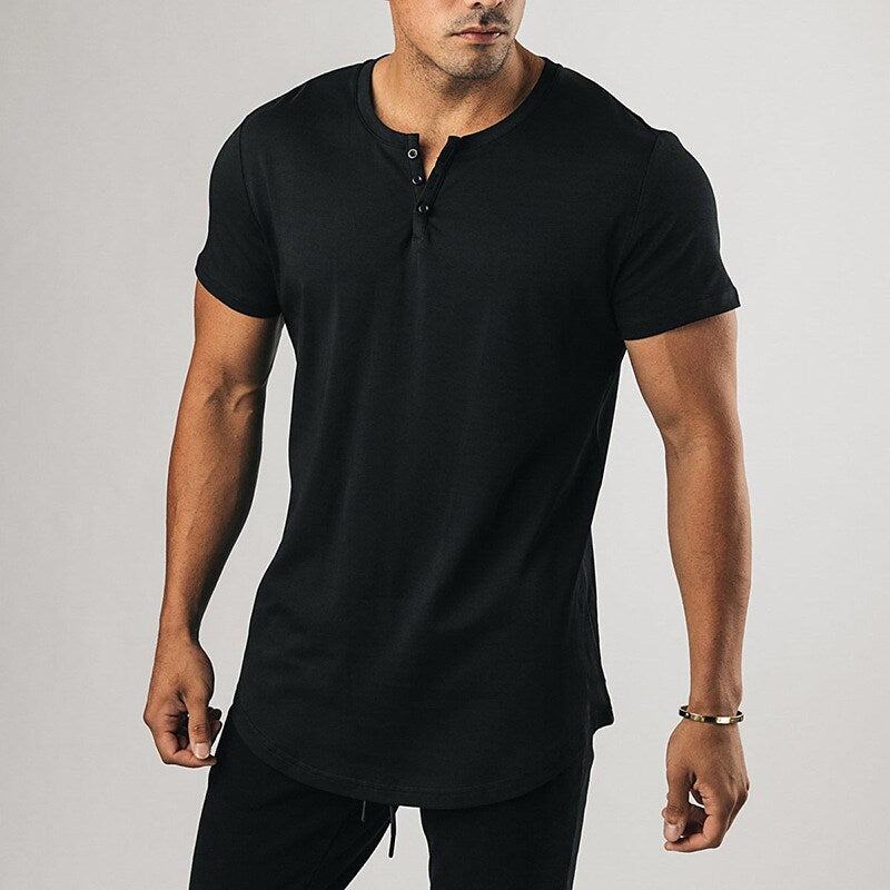 Men's Henley Shirt T shirt Solid Color