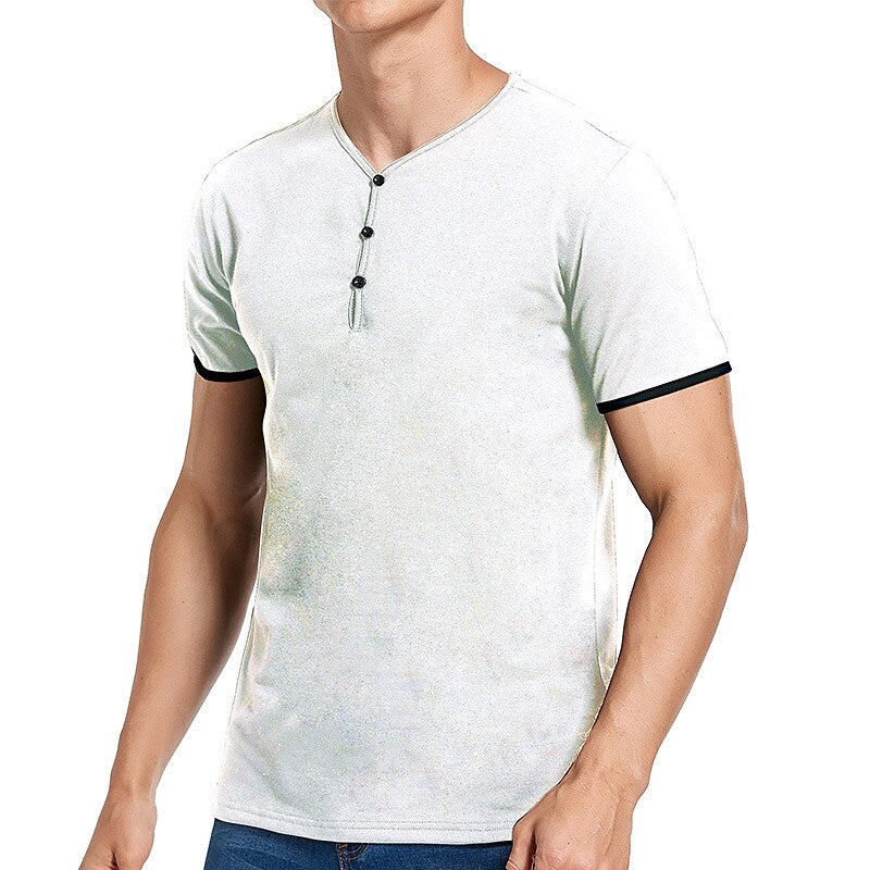 Men's Henley Shirt T shirt Solid Color