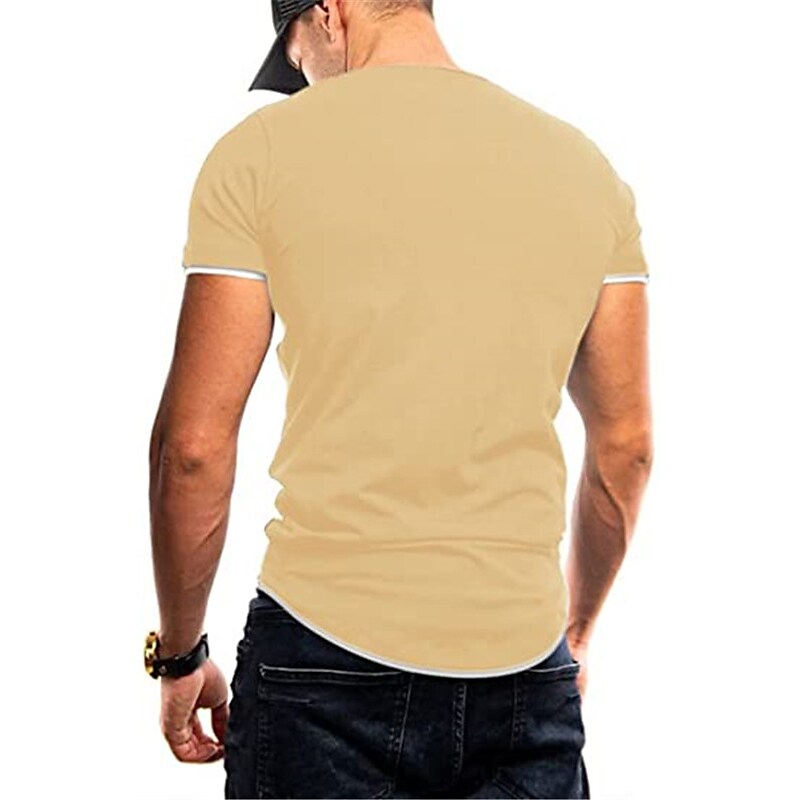 Men's Solid Color V Neck Street Casual T-shirt
