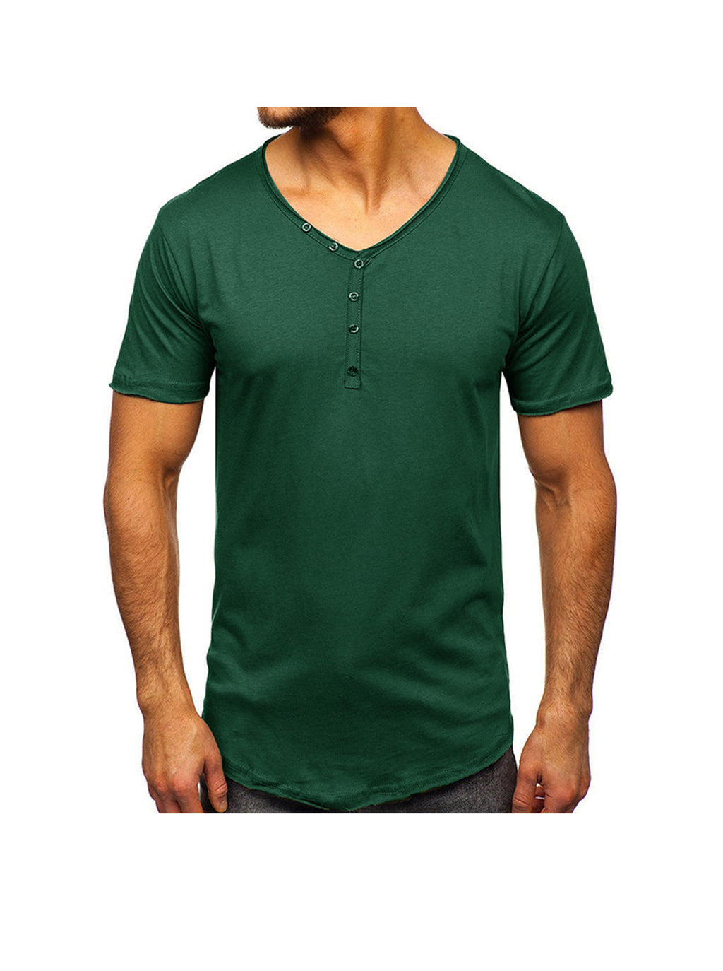Eddie Solid Color Basic Henley T-shirt