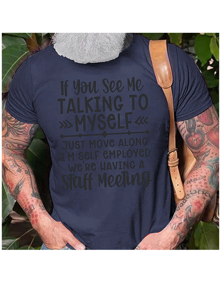 Men's Hot Stamping Graphic Letter Crew Neck Short Sleeve T-shirt