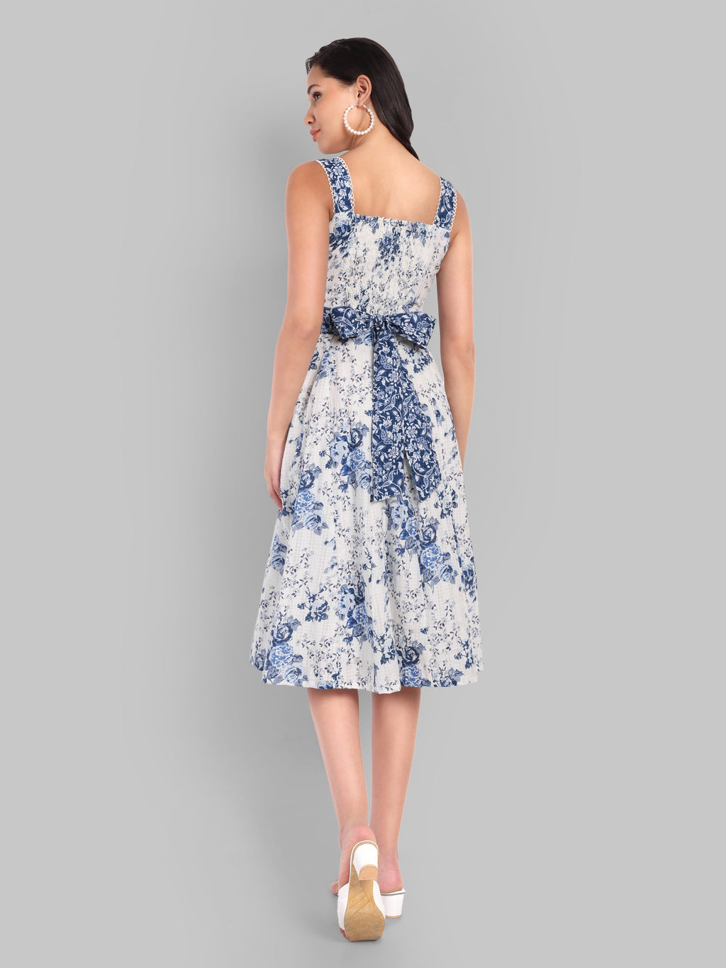 Floral Cotton Flare Midi Dress