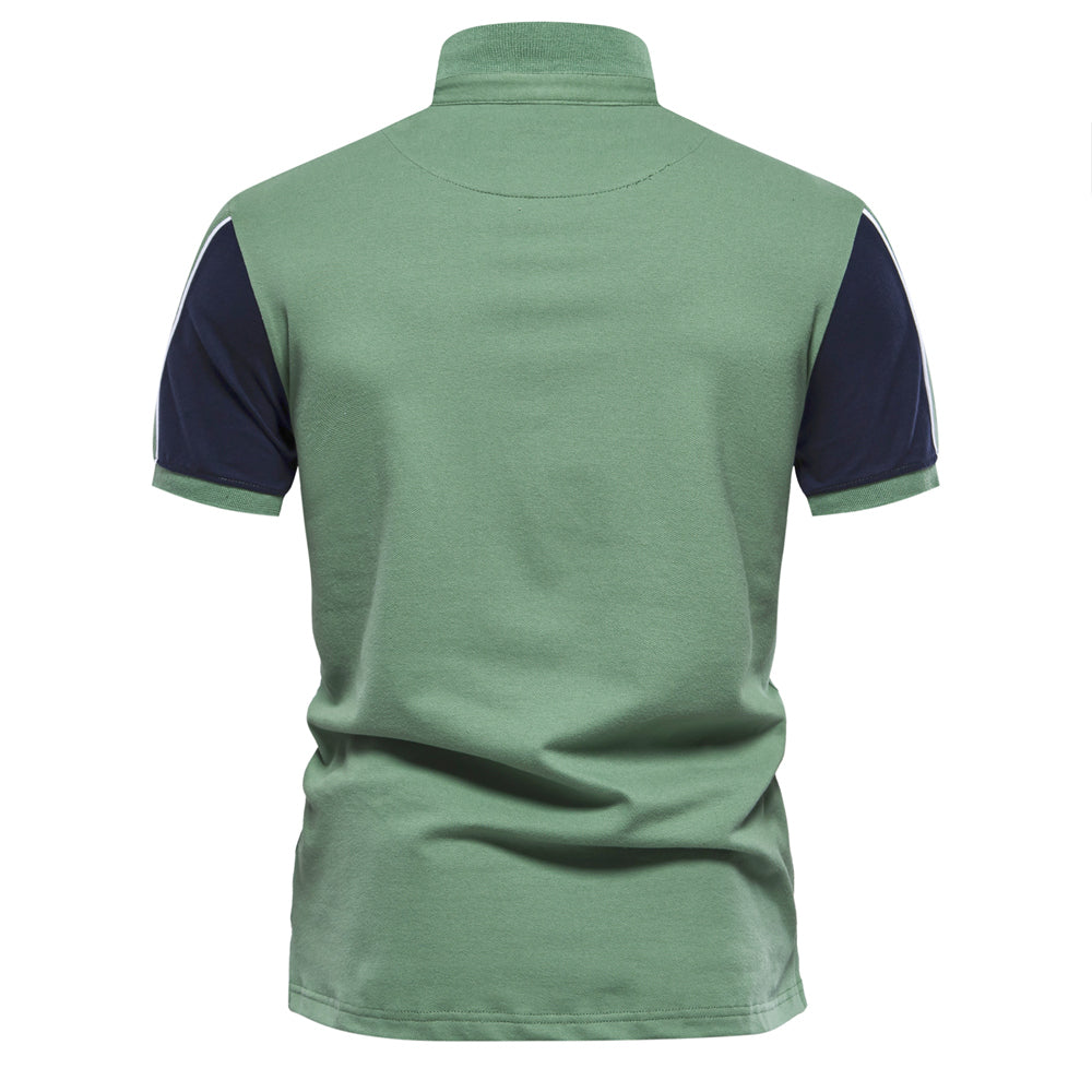 Men's Casual Color Block Short Sleeve Golf Shirt