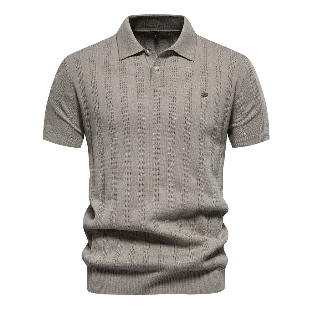 Men's Casual Knitted Lapel Short Sleeve Sweater