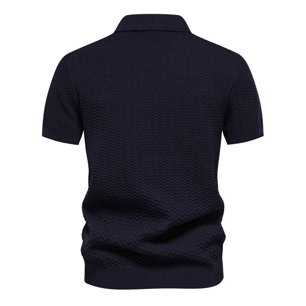 Men's Casual Striped Lapel Short Sleeve Golf Shirt