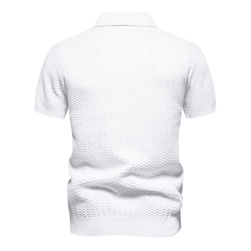 Men's Casual Striped Lapel Short Sleeve Golf Shirt