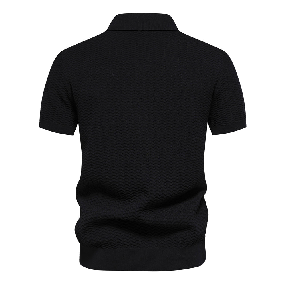 Men's Casual Striped Lapel Short Sleeve Golf Shirt