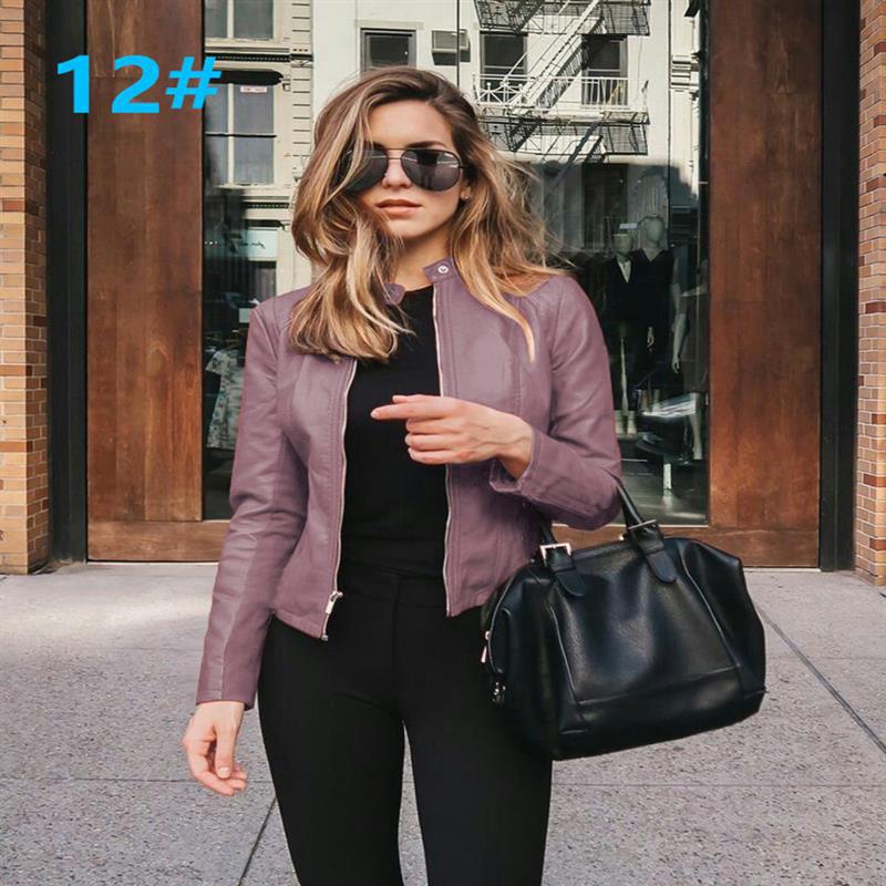 Women's Fashion Faux Leather Blazer Short Jacket