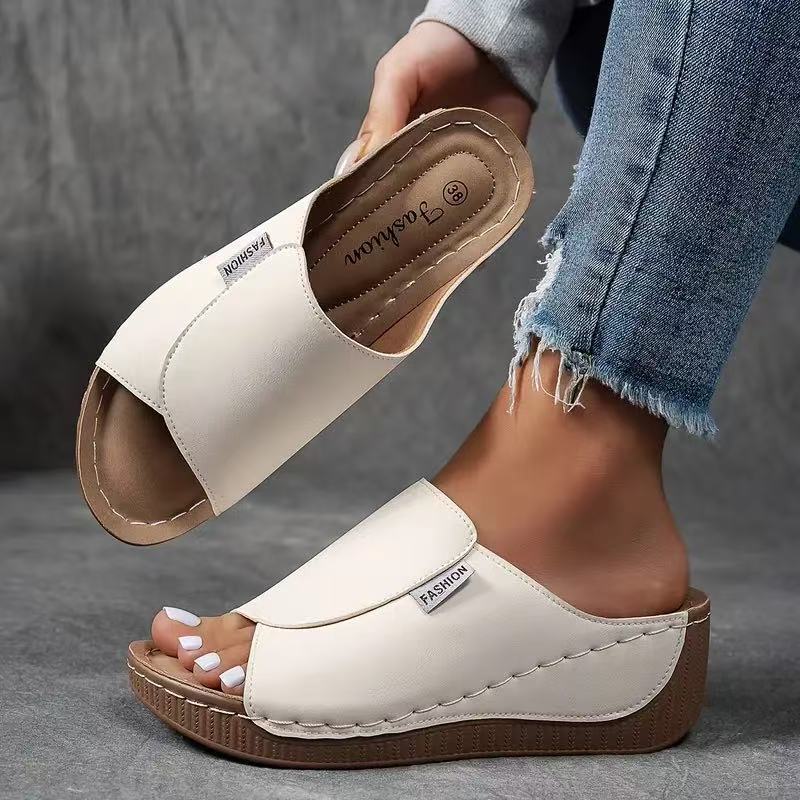 Comfortable Slides with Arch Support - Women's Plain Breathable Sandals