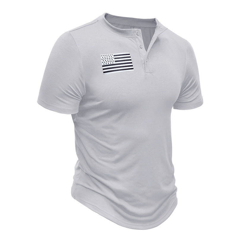 Men's Print Short Sleeve Henley T-Shirt