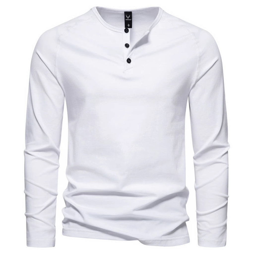 Men's Solid Color Casual Long Sleeve Henley T-Shirt