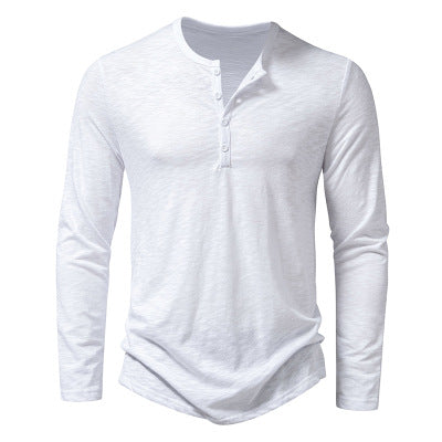 Men's Muscle Henley Collar Long Sleeve T-Shirt