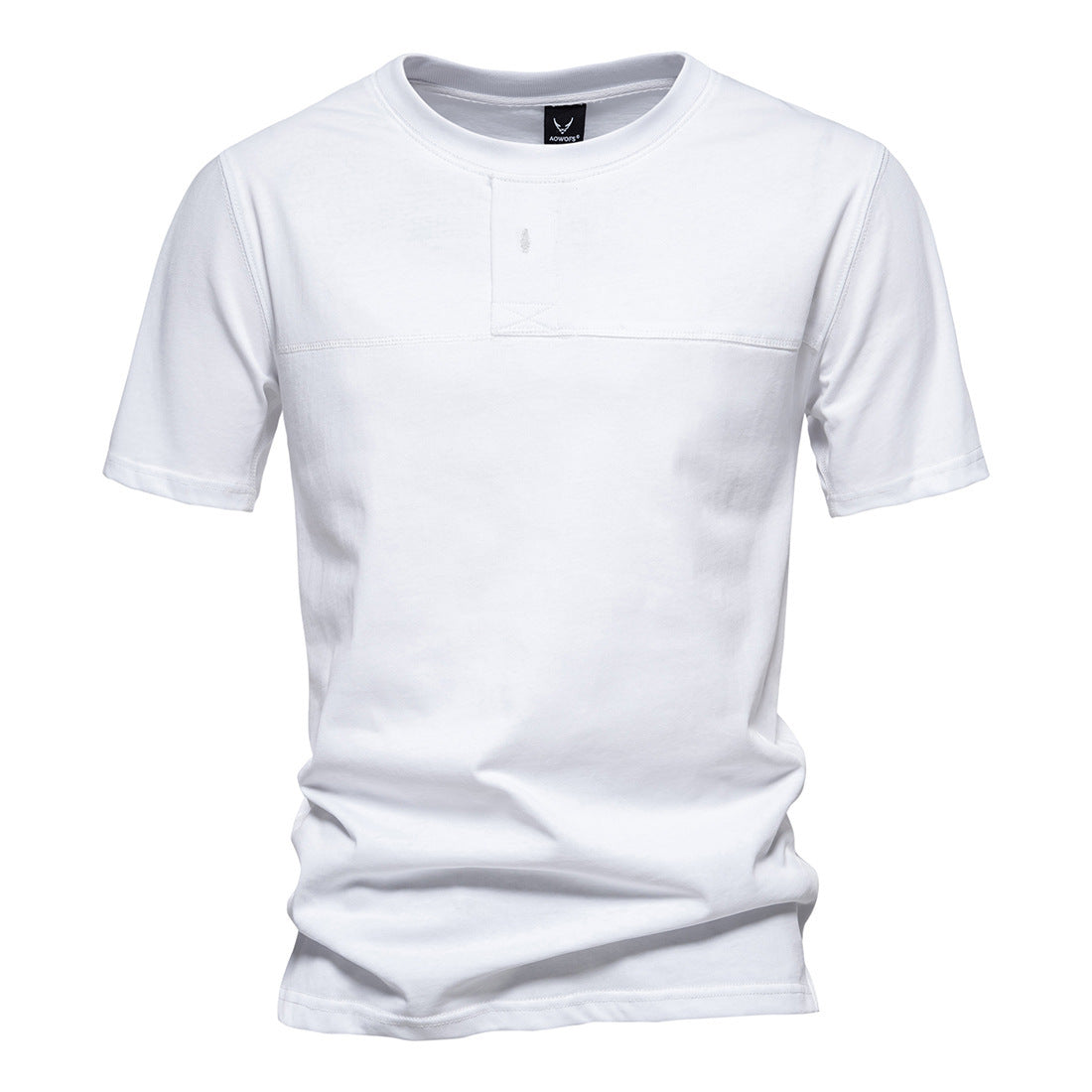 Men's Cotton Solid Color Patchwork Short Sleeve T-Shirt