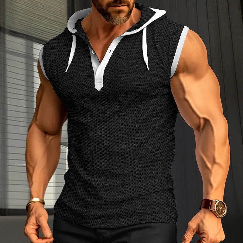 Men's Casual Loose Fit Hooded Pullover Vest