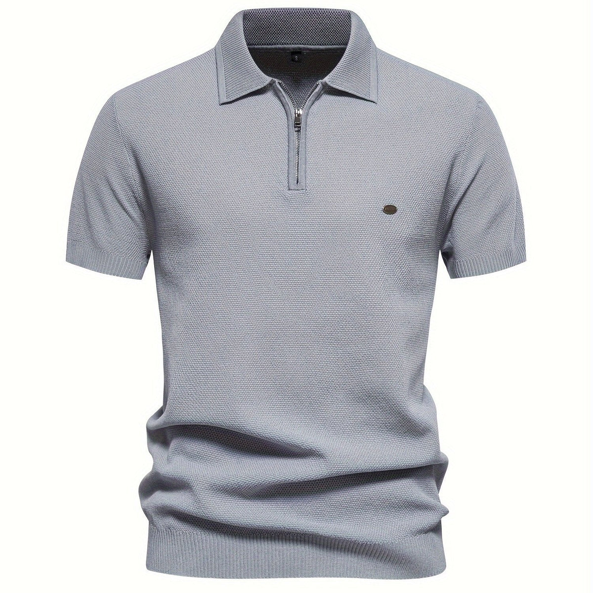 Men's Casual Zipper Lapel Short Sleeve Golf Shirt