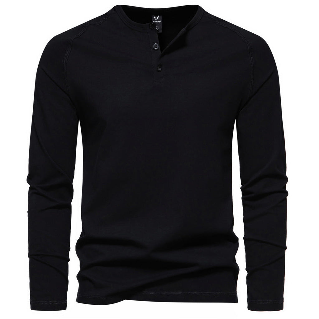 Men's Solid Color Casual Long Sleeve Henley T-Shirt