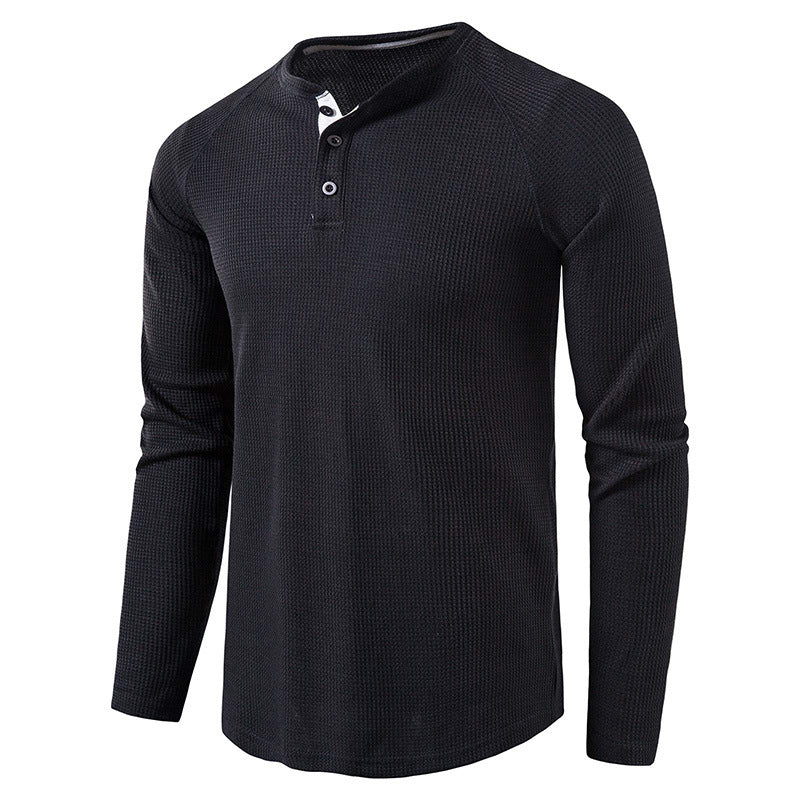Men's Solid Color Long Sleeve Henley Shirts