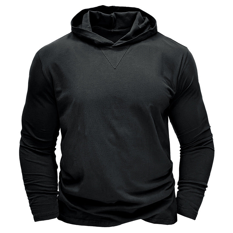 Men's Cotton Solid Color Long Sleeve Pullover Hoodie