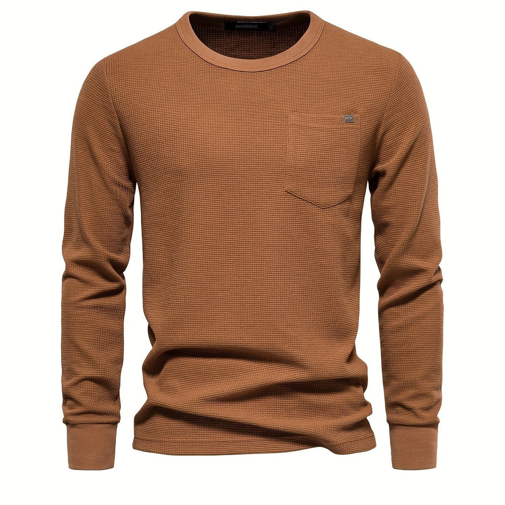 Men's Casual Comfy Long Sleeve Waffle T-shirt