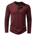 Men's Muscle Henley Collar Long Sleeve T-Shirt