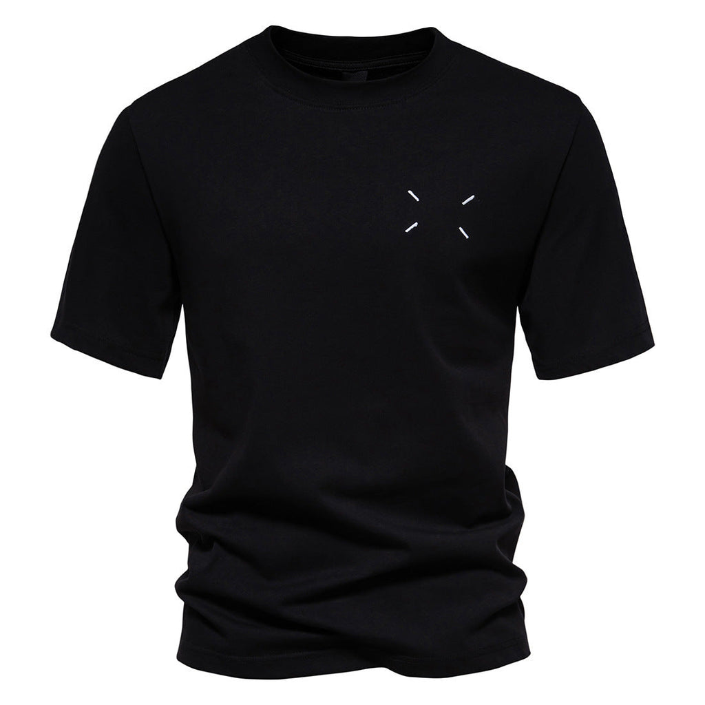 Men's Cotton Embroidered Round Neck Short Sleeve T-Shirt