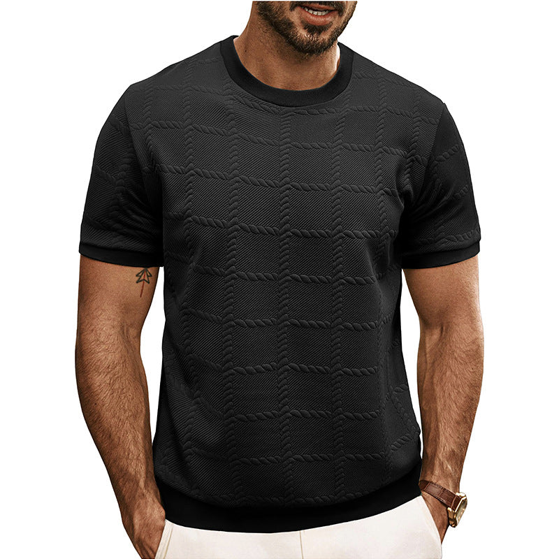 Men's Jacquard Knit Crew Neck T-Shirt