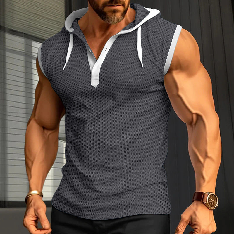 Men's Casual Loose Fit Hooded Pullover Vest