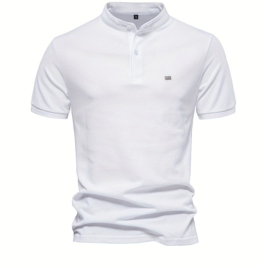 Men's Daily Comfy Short Sleeve Shirt With Stand Collar Golf