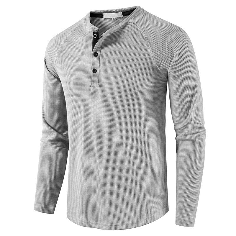 Men's Solid Color Long Sleeve Henley Shirts