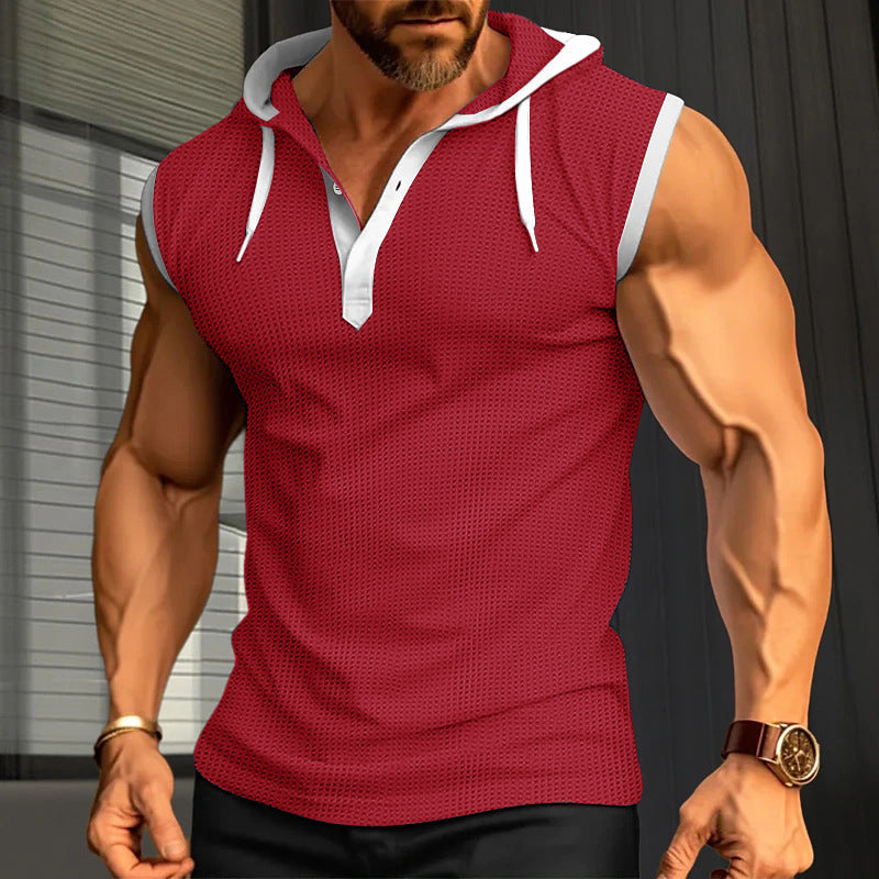 Men's Casual Loose Fit Hooded Pullover Vest