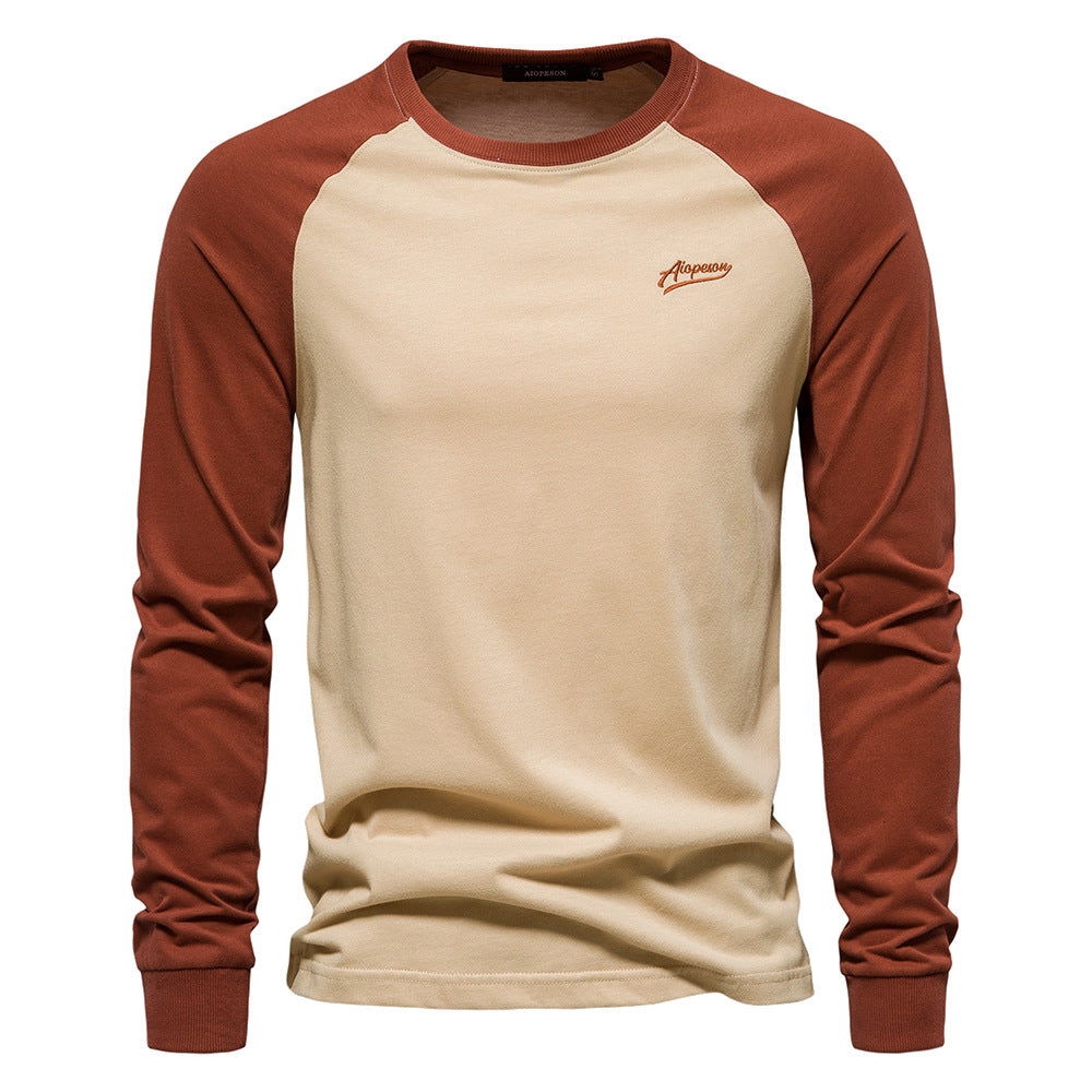 Men's Casual Long Sleeve Basic Stitching T-Shirt