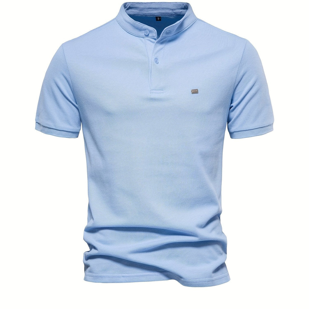 Men's Daily Comfy Short Sleeve Shirt With Stand Collar Golf