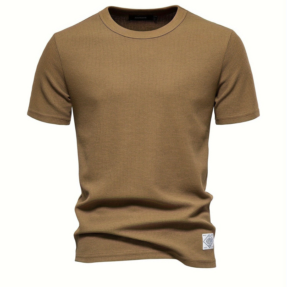 Men's Comfy Lightweight Short Sleeve Crew Neck Solid Waffle T-shirt