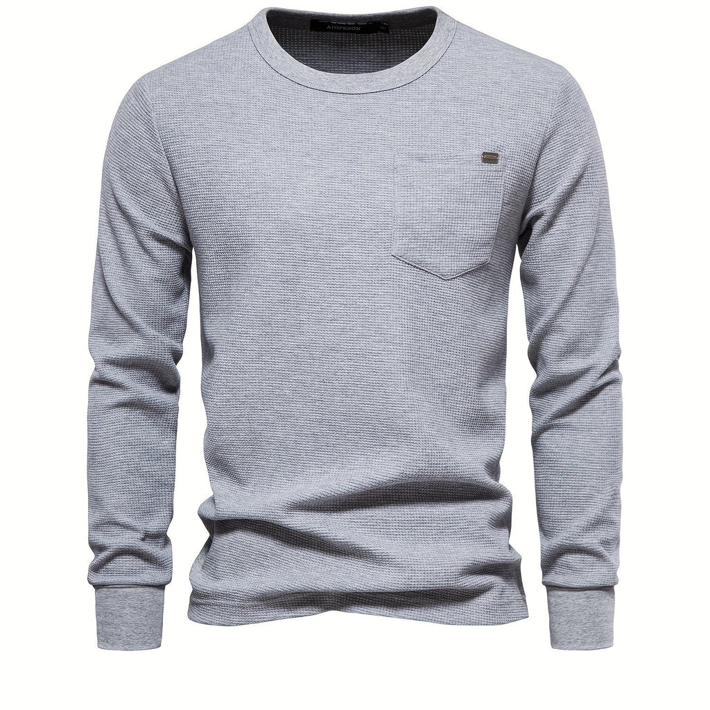 Men's Casual Comfy Long Sleeve Waffle T-shirt