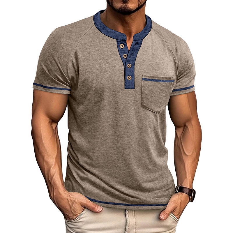 Men's Colorblock Short Sleeve Henley Shirt