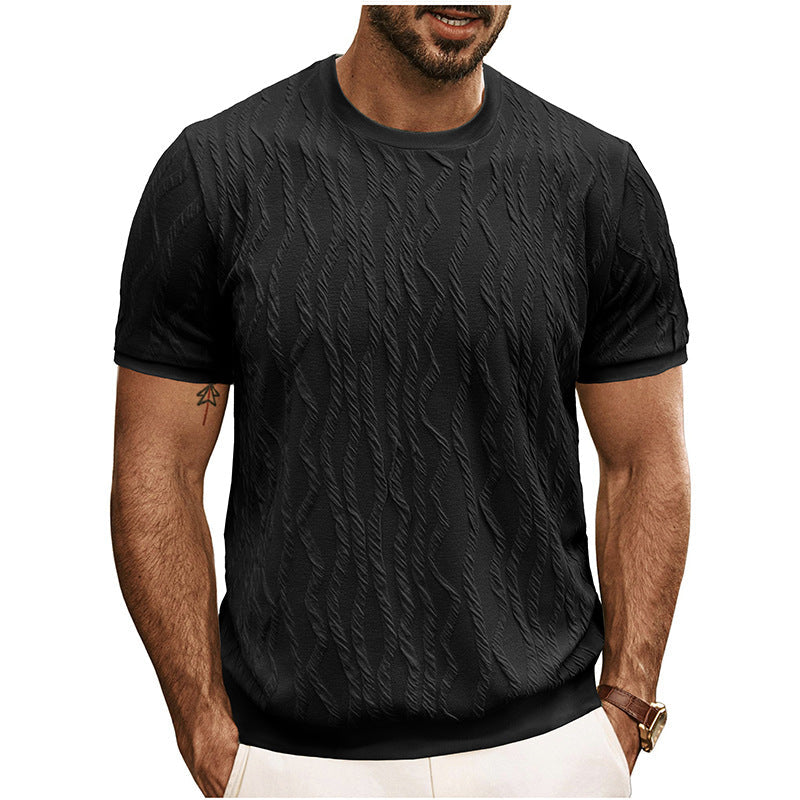 Men's Jacquard Knit Crew Neck T-Shirt