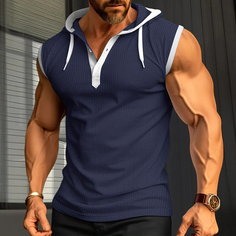 Men's Casual Loose Fit Hooded Pullover Vest
