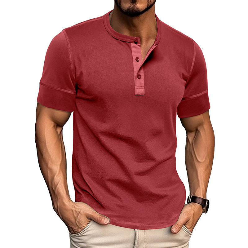 Men's Muscle Fit Colorblock Henley T-Shirt
