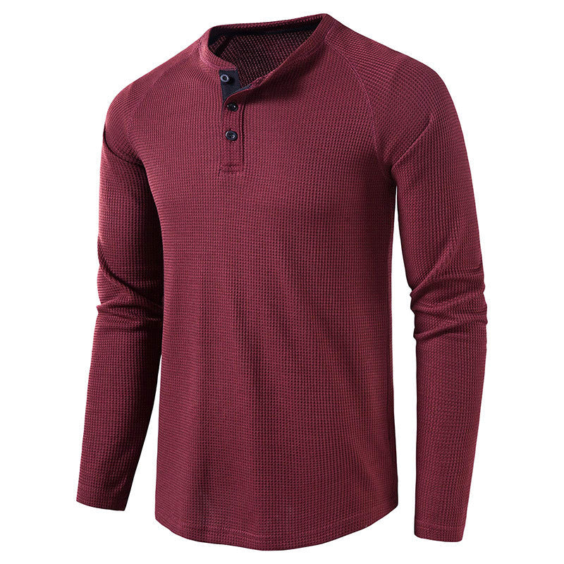 Men's Solid Color Long Sleeve Henley Shirts