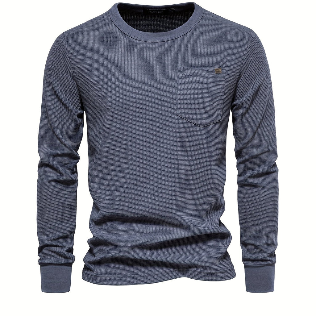 Men's Casual Comfy Long Sleeve Waffle T-shirt