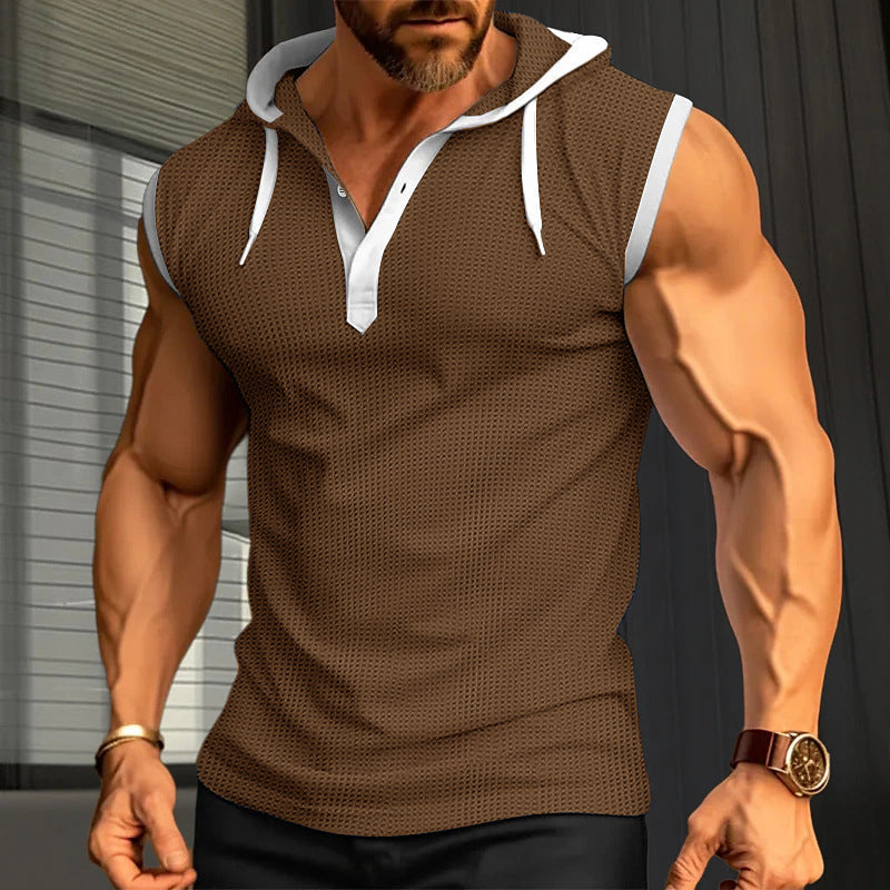 Men's Casual Loose Fit Hooded Pullover Vest