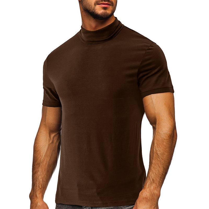 Men's Short Sleeve Base T-shirt with Mid-high Collar