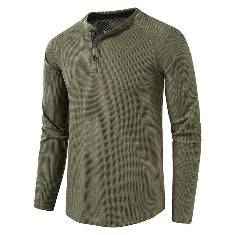 Men's Solid Color Long Sleeve Henley Shirts